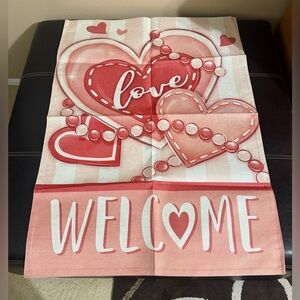 Valentines Welcome Garden Flag